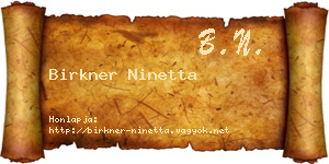Birkner Ninetta névjegykártya
